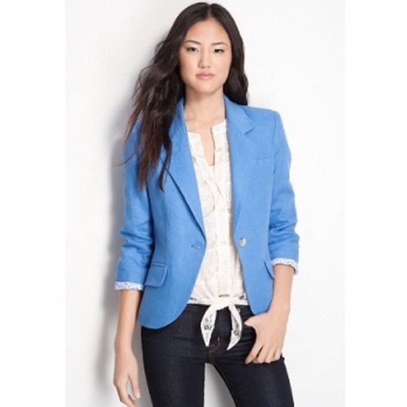Gibson Linen Blazer In Cornflower Blue 